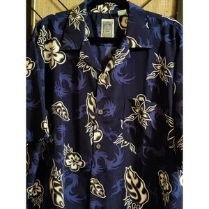Ocean Current Men's Hawaiian Shirt Button Up Floral Medium Tropical Vintage SzXL